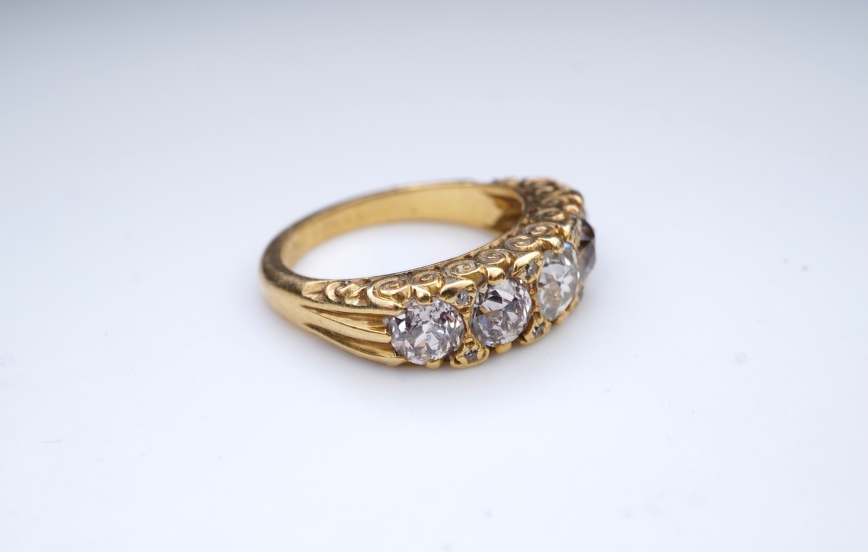 A five-stone diamond ring, circa 1900